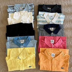 Set of 10 Men’s Lacoste Short Sleeve Polos